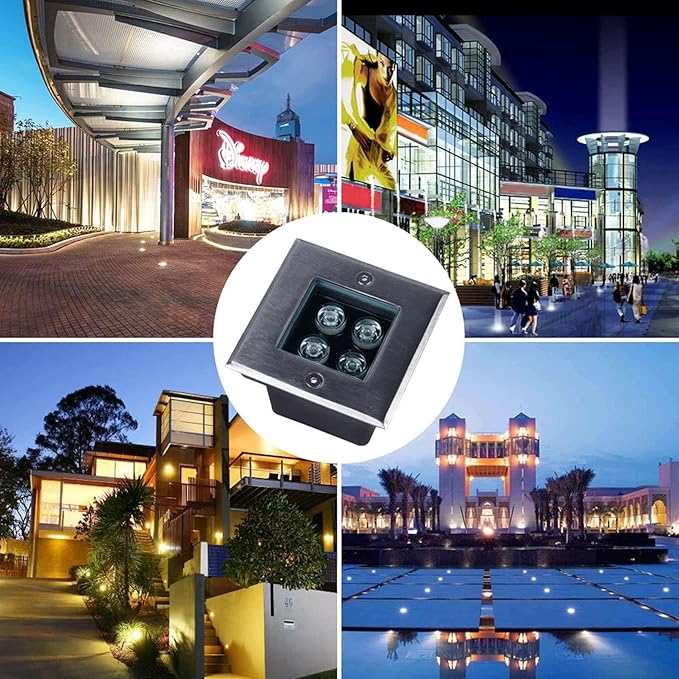 Outdoor Landscape Spotlights Underwater Pond Lights LED Spotlight Outdoor Recessed LED Light for Terrace for Gardens Paths of Swimming Pools Illumination Lights(White 4W(