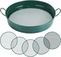 14.57'' Large Soil Sifter for Gardening with 1 3 6 9 12 mm Sieve Mesh Compost Dirt Sifter with Handle Garden Sand Soil Rock Sieve for Dirt Sand Rocks Pellet Gravel(Green)