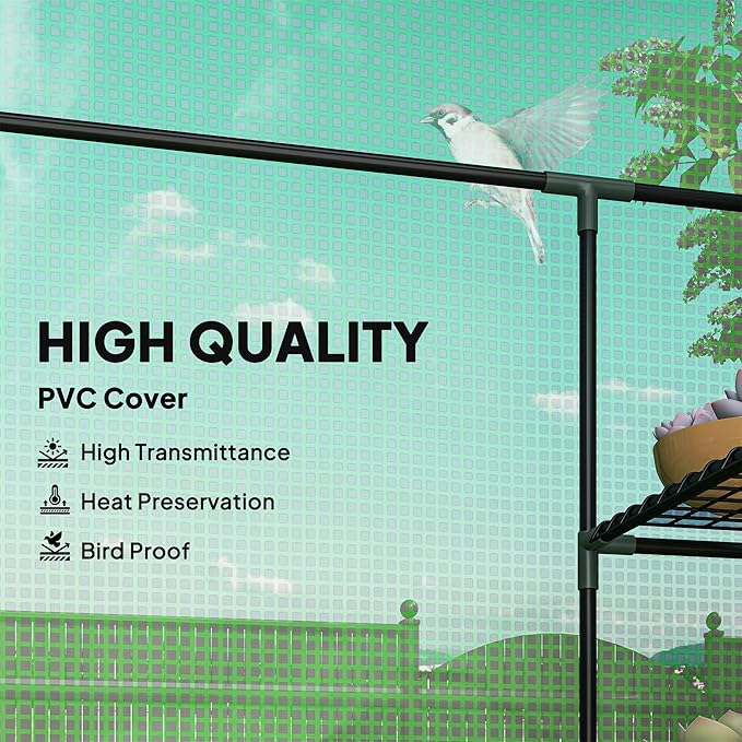 Outsunny 56 x 29 x 76 Portable Walk-In Garden Greenhouse with Built In 3-Tier Shelves
