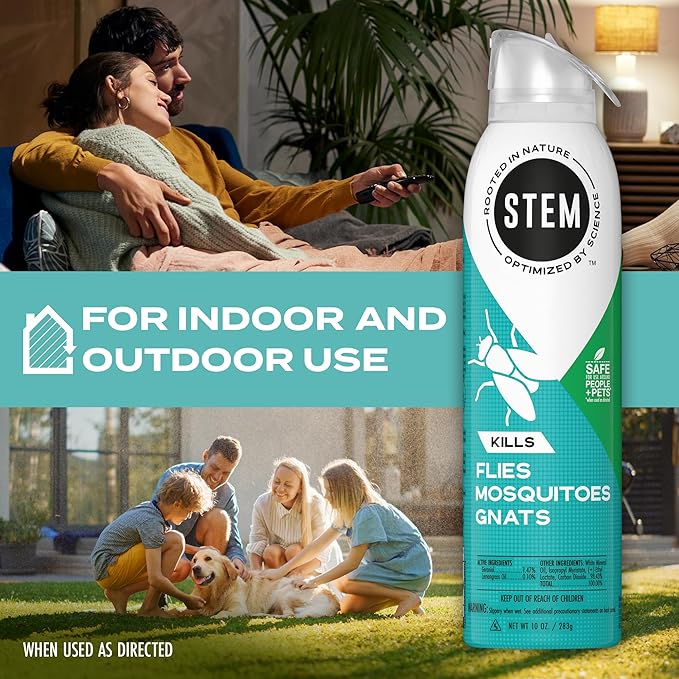STEM Kills Flies Mosquitoes And Gnats: Plant-Based Active Ingredient Bug Spray Botanical Insecticide For Indoor And Outdoor Use 10 fl oz (Pack Of 3)