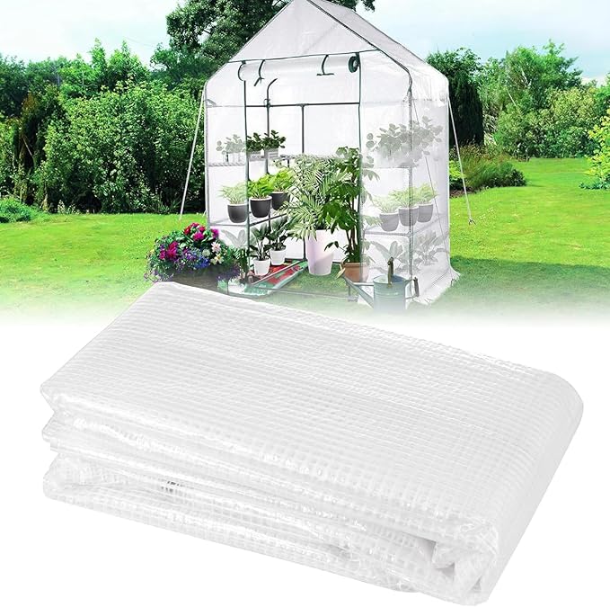 yeesport 56x56x76Inch PE Cover for Walk-in Greenhouse with Roll-Up Zip Panel Door PE Replacement Cover for Gardening and Growing Plants Outdoors with Front Roll-Up Zipper Entry Door (White)