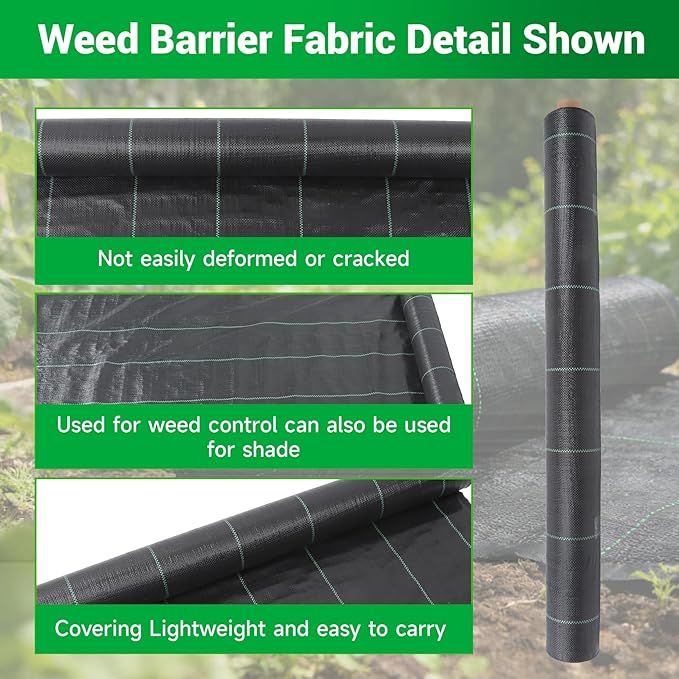 Weed Barrier Fabric Planting Cover - 3 x 200 FT Heavy Duty Landscape Fabric Ground Cover Block for Outdoor Planting