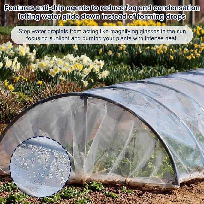 Greenhouse Plastic Sheeting 10 x 30 FT 6 Mil Green House Plastic Covering Heavy Duty UV Resistant Clear Greenhouse Film for Farm Garden Nursery Henhouse