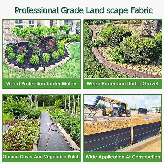 Weed Control Film Weed Barrier Landscape Fabric Driveway Fabric Geotextile Weed Control Membrane for Flower Bed(4x20ft)