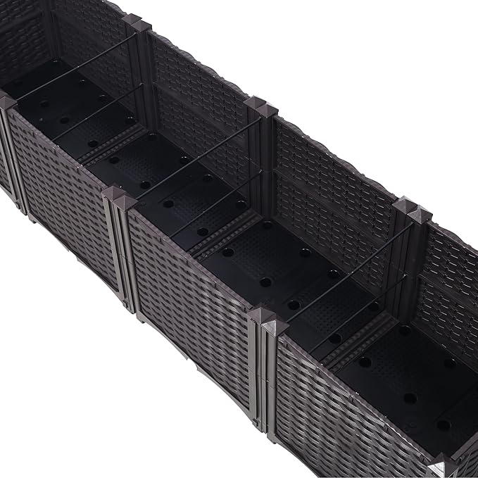 Deep Raised Garden Bed Plastic Planter Boxes for Vegetables Flowers and SucculentsSelf-Watering Planter Box Raised Bed to Grow Flowers &amp Vegetables 63 L X 15.7 D X 14.7 H
