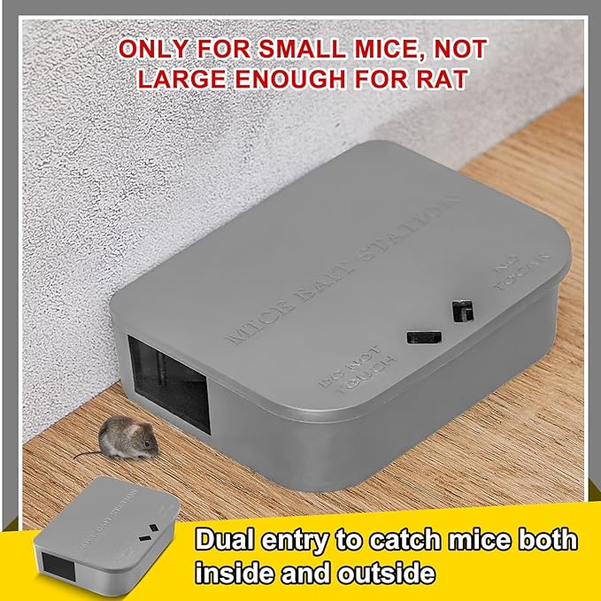 Qualirey 12 Pcs Mouse Bait Stations Mouse Stations with Keys Traps Keeps Children and Pets Indoor and Outdoor Only for Small Mice Bait Not Included (Gray)
