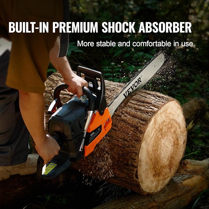 VEVOR Gas Chainsaw 58CC 2-Cycle Gasoline Powered Chainsaw 20 Inch Handheld Cordless Petrol Chain Saws For Forest Wood Garden and Farm Cutting Use
