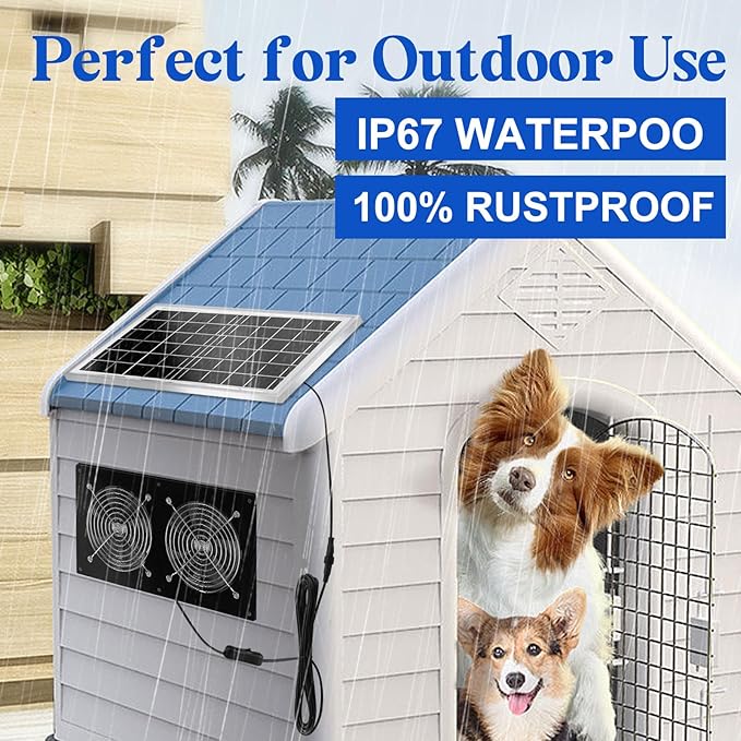 Solar Exhaust Fans &amp Powered Fan with 15W Panel &amp 2-Pack High-Speed Brushless DC FansSolar Ventilation Fan for Greenhouses Chicken Coops Attics Barns Sheds &amp Dog Houses