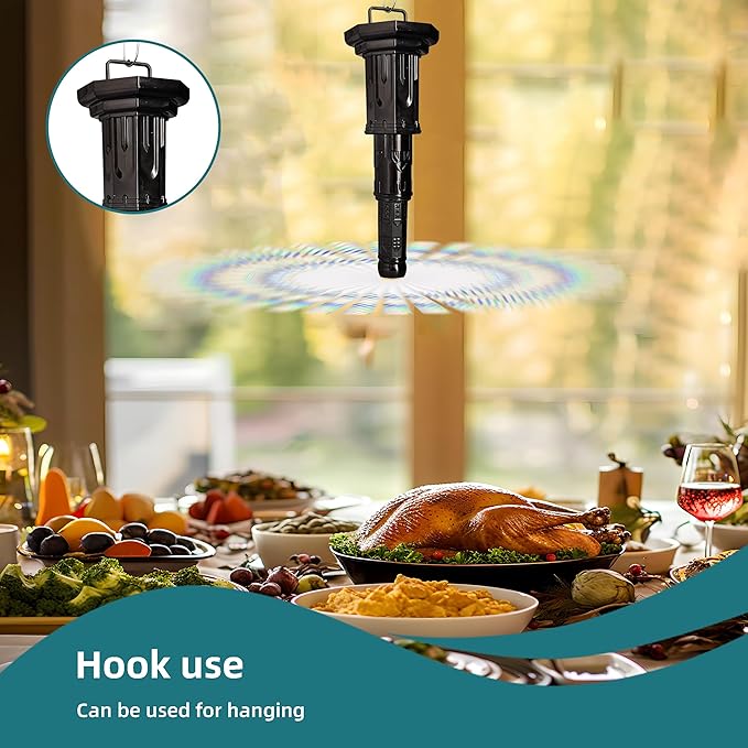 4pcs Fly Fans for Tables Fly Repellent swatter to Keep Flies Away Portable Fly Deterrent Spinner for Picnic Restaurant Party Home BBQ (Black)