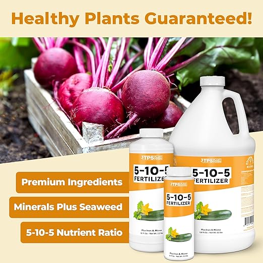 5-10-5 Fertilizer for Plants Great for Root Vegetables Fruiting Vegetables and Flowers Plant Fertilizer by TPS Plant Foods 32oz (1 Quart)