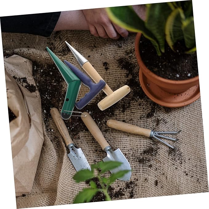 1set Garden Dibber Tool Ergonomic Hand Planter with Handle Soil Puncher for Easy Hole Digging for Planting Nurseries Gardens and Potted Plants