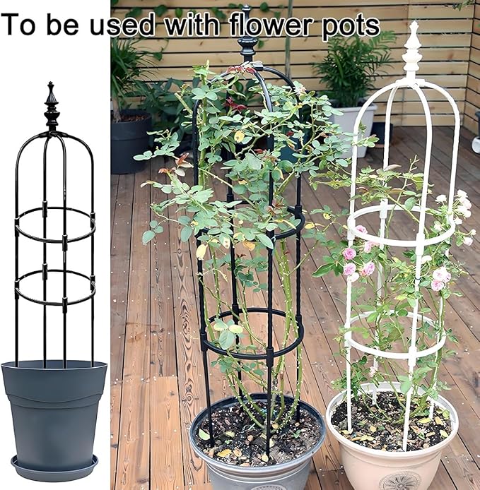 Garden Trellis for Climbing Plants Outdoor Plant Support for Potted Plants Climbing Vine Rose Clematis Vegetable Cucumber Garden Obelisk Tower 60cm 90cm 120cm 150cm 180cm(White20x150cm)