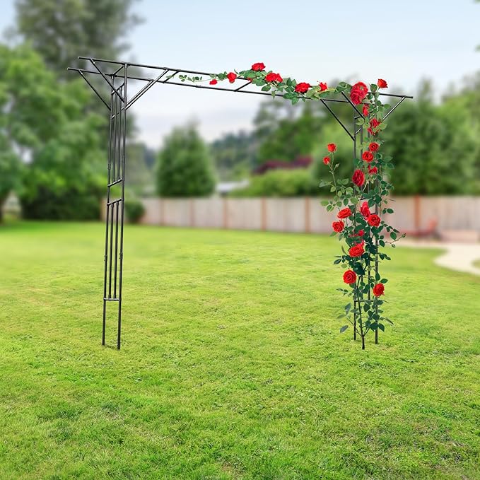 Large Outdoor Garden Trellis for Climbing Plants 11.81 * 8.86ft Large Grape Vine Trellis Arch Arbor Gazebo Grape Trellis for Climbing Plants Courtyard and Garden Decoration (Black)