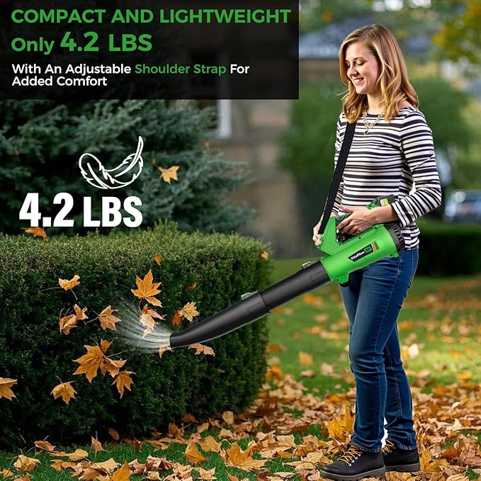 Cordless Leaf Blower with 2× 6.0Ah Batteries and Charger 540CFM/170MPH Battery Powered Leaf Blower 6 Speeds Lightweight Electric Leaf Blowers for Lawn Care Patio Dust and Leaves Cleaning 2025