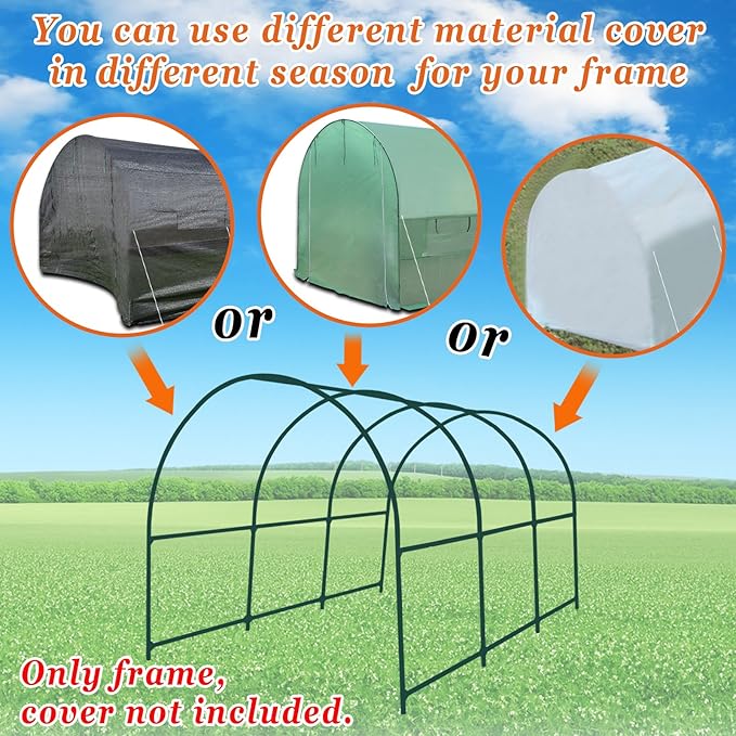 Strong Camel Greenhouse Replacement Frame for 12'X7'X7' Larger Hot Garden House  Support Arch Frame Climbing Plants/Flowers/Vegetables (12'X7'X7')