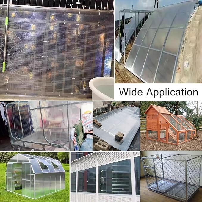 REMYS Plastic Garden Fencing Polycarbonate Greenhouse Sheeting Plastic Roof Panels Replacement for Balcony Patio Gazebo Construction and Landscaping Projects 85% Transparent(1.5x6m(4.9x19.6ft))