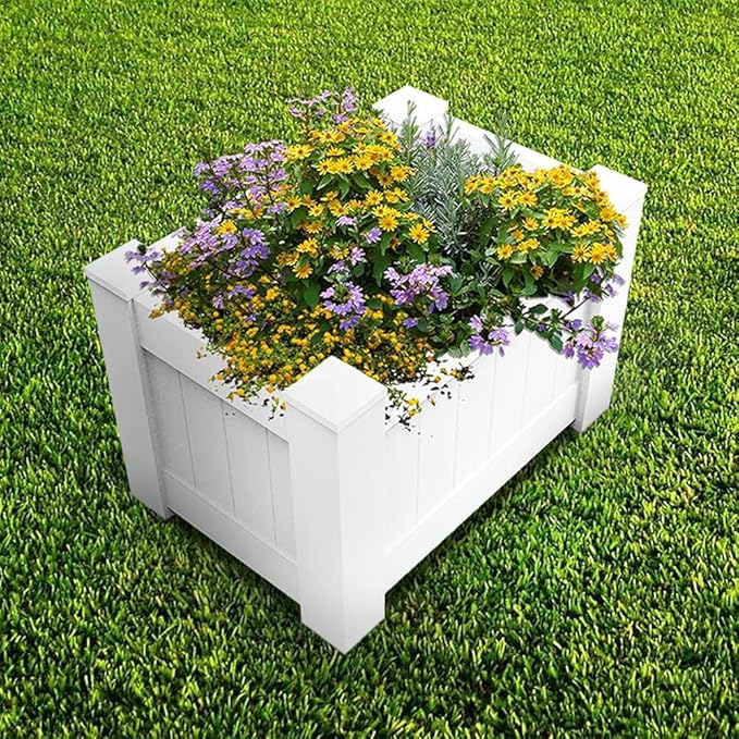 ECOOPTS 31x20x20 Raised Garden Bed Vinyl Planter Box for Vegetables Flowers Herbs Succulents Outdoor Indoor 4 Packs