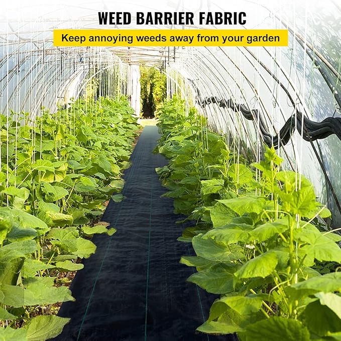 Happybuy 6x300ft Premium Weed Barrier Landscape Fabric Heavy Duty 2.4OZ Woven Weed Control Fabric High Permeability Good for Flower Bed Geotextile Fabric Underlayment Driveway Fabric Ground Cover