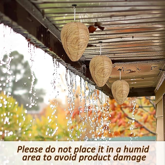 DECYOOL 12 Pack Paper Wasp Nest Decoy Hanging Wasp Nest Stay Away from Wasps Hornets Yellow Jackets(Dark Brown)