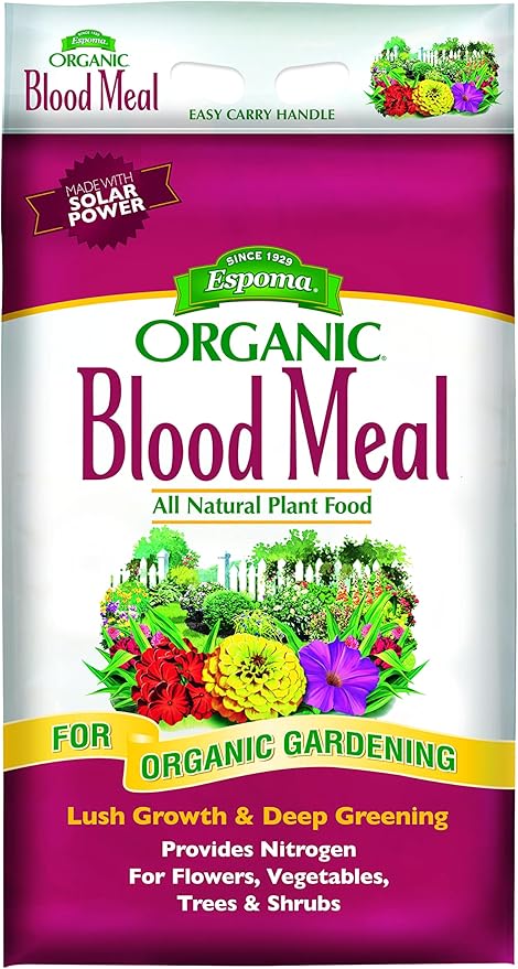 Espoma Organic Blood Meal Fertilizer 12-0-0. All-Natural Plant Food Source of Nitrogen for Organic Gardening. for Flowers Vegetables Trees &amp Shrubs. 17 lb Bag.