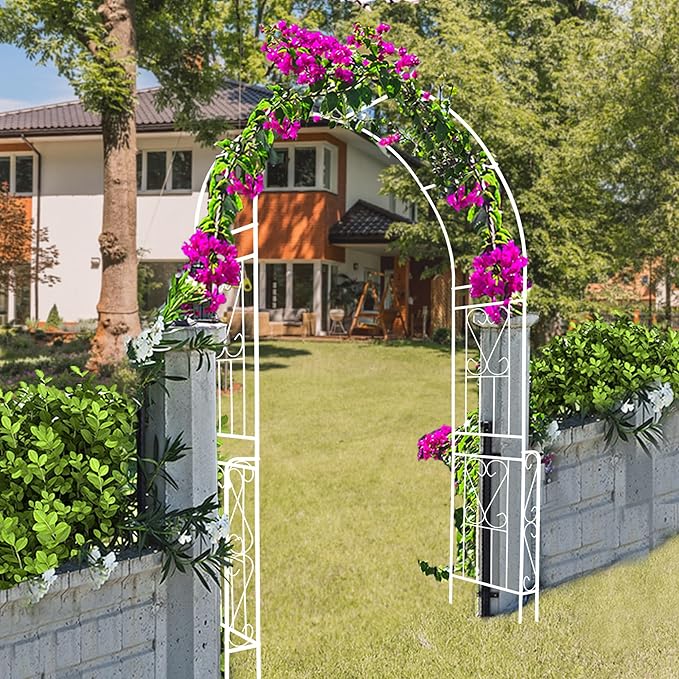 Garden Trellis Metal Garden Arch Outdoor Trellis W55'' x H94.5'' Garden Arbor Trellis Climbing Plants Vines Plant Rose Vegetable Support Rose Arch Outdoor Arch