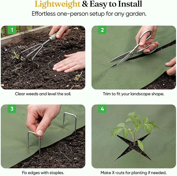 Weed Barrier Fabric Heavy-Duty Non-Woven Breathable &amp Permeable No-Fraying &amp Easy to Cut and Install Landscape Fabric for Vegetable Garden Flower Beds 2.6 ft x 50 ft 1 Pack