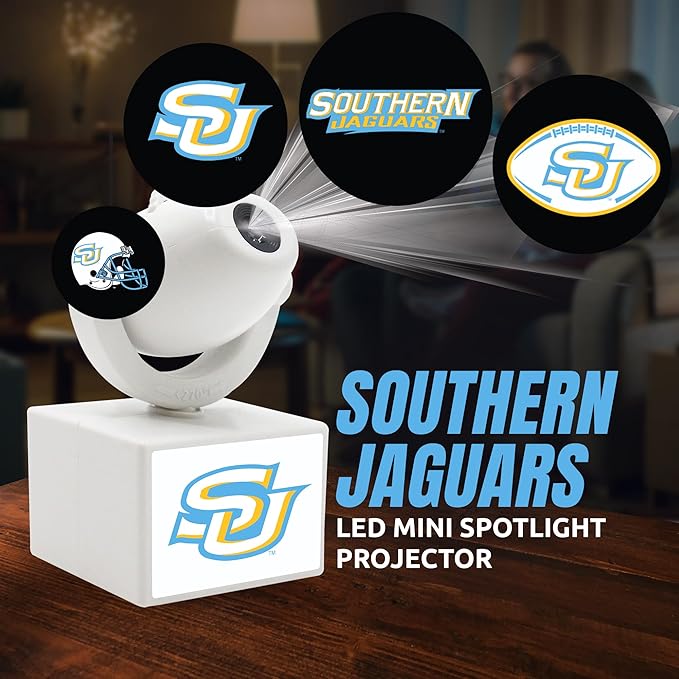 Sporticulture NCAA American Football Southern - Adjustable Led Mini Spotlight Projector with 6 Team Logo Designs - Portable &amp Rechargeable Spotlight - Battery-Operated - 4.375” x 3.125”