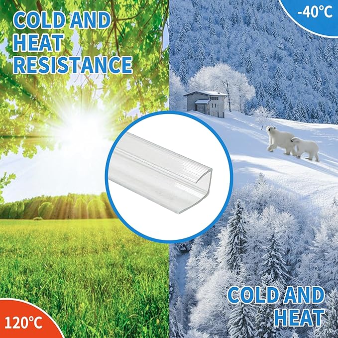 10 PCS Polycarbonate Greenhouse U Connector Profile 4ft Length Fits 0.16’’ &amp 0.24’’ Twin-Wall Polycarbonate Panels Duty Dust Rain &amp Moisture Protection Durabler (U-Clip 4' × 0.71’’ × 0.24’’)