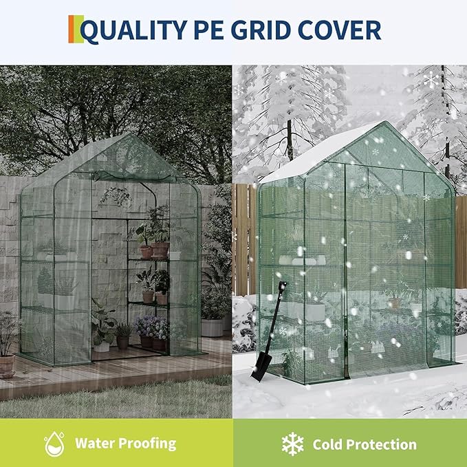 57x29x77 Inch Greenhouse for OutdoorPortable Walk in Greenhouses with Thicken PE CoverDurable Green House Kit with Window Vent 3 Tier 12 Shelves for Indoor Backyard Outside