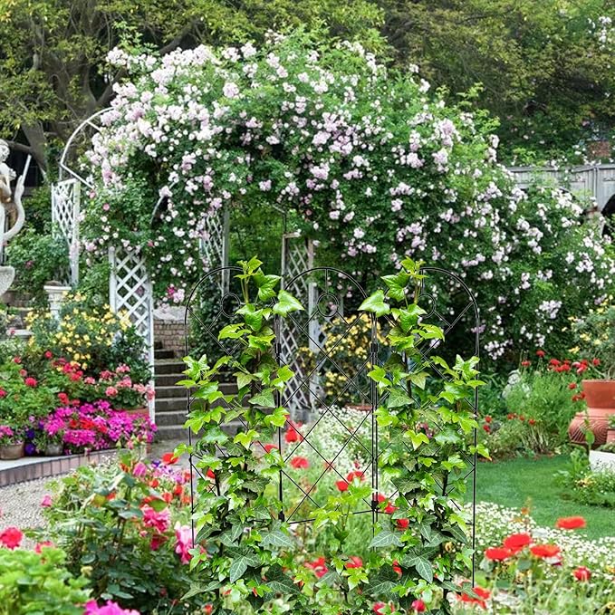 Garden Trellis for Climbing Plants for Climbing Plants Metal Rustproof Plant Support Trellis for Potted Plants for Climbing Plant Flower Rose Clematis Morning Glory Peony (3)