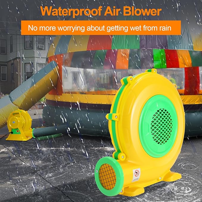 Bounce House Blower 750W/1HP Commercial Air Blower with Double-Sided Fan Blade Design Strong Wind and Great Heat Dissipation Properties for Bouncy Castle Jump Slides Arch Inflatables