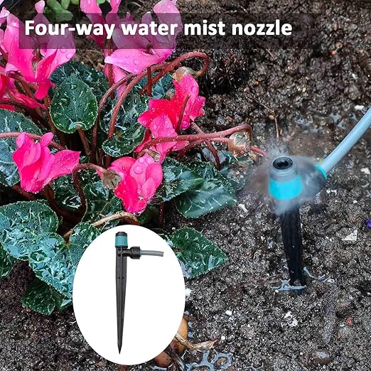 Drip Irrigation System with Water Timer(Dual System) Plug-in Quick Connection Drip Irrigation Kit 5/16“ID and 1/4 Inch Pipe Auto Watering System for Garden Spray Greenhouse Lawn Potted Plants