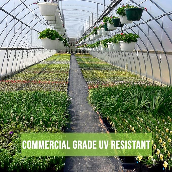 Grow1 Clear Woven Greenhouse Plastic Film Polyethylene Sheeting UV Cover 9 Mil Thick Covering for Greenhouses 24' Wide x 100' Long Roll