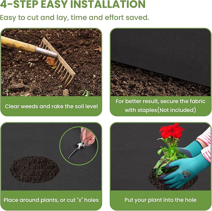 Premium 6oz Landscape Fabric3ft x 200ft Pro Garden Weed Barrier-Durable &amp Heavy Duty Weed Block Gardening Mat Easy Setup &amp Superior Weed Control Eco-Friendly &amp Convenient Design- Non Wo