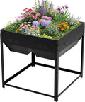 Worth Galvanized Steel Raised Garden Bed with Legs &amp Built-In Drainage - 50 Gal Outdoor Planter Box for Vegetables Flowers Herbs - Rust-Resistant Elevated Metal Design for Patio Backyard 35x35
