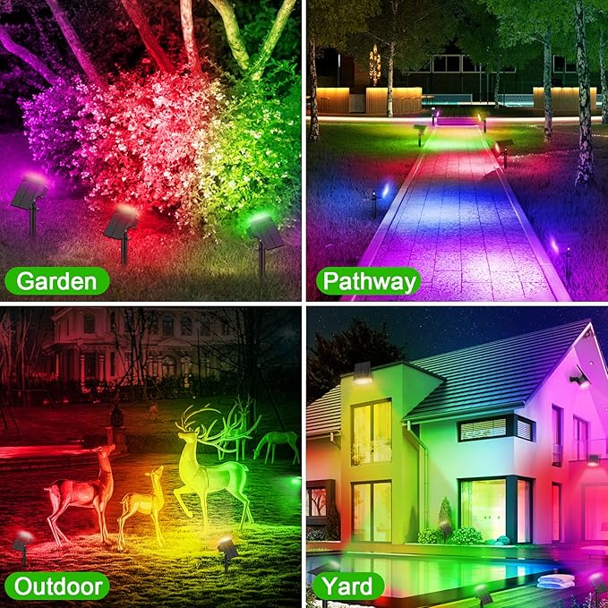 Color Changing Solar Spot Lights Outdoor 8 Pack&amp Solar Spot Lights Outdoor 8 Pack 57 LED Warm White