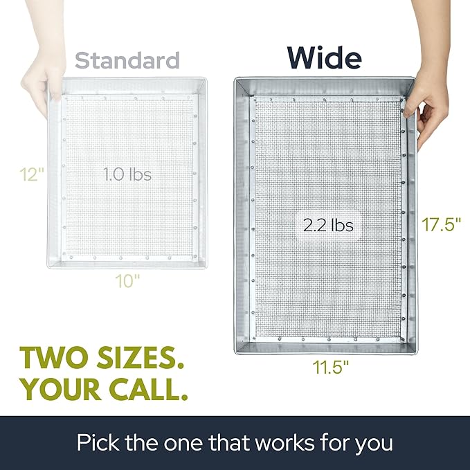 Soil Sifter Wide Size (17.5 x 11.5 inches) with 1/8-inch Mesh Garden Sieve for Dirt Sand Rocks and Compost