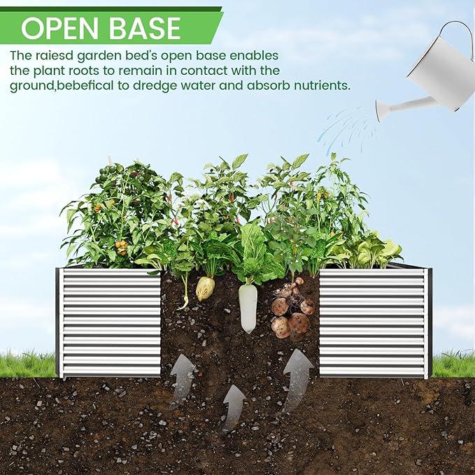 FRIZIONE 3pcs Tall 4x2ft Galvanized Raised Garden Bed OutdoorSteel Garden Bed for VegetablesAbove Ground Garden Box for FlowerMetal Raised Beds for Gardening