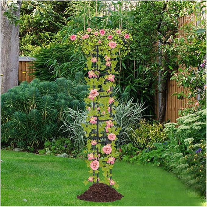 Obelisk Trellis Metal Umbrella Trellis Tower Frame Garden Trellis for Climbing and Potted Plants Outdoor Indoor(180cm)