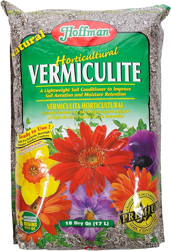 Hoffman Horticultural Vermiculite Lightweight Garden Soil Conditioner for Aeration and Moisture Retention 18qt 2 Pack