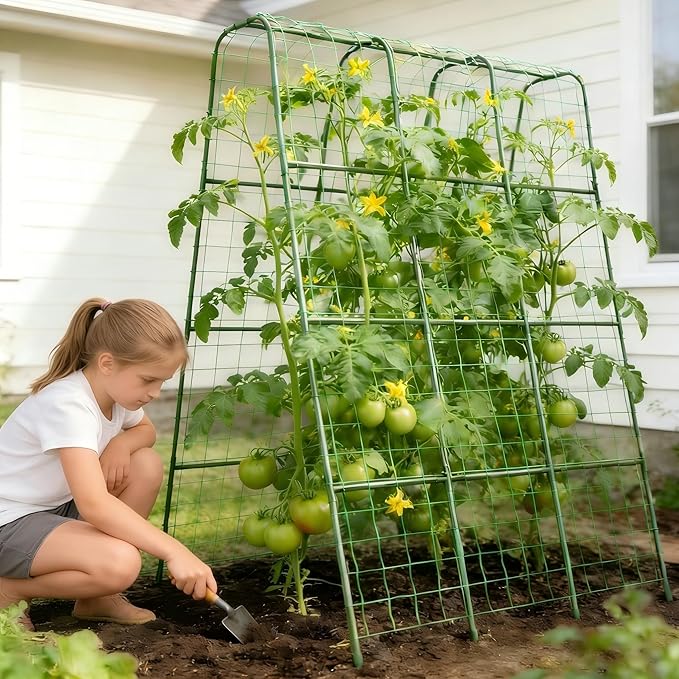 Cucumber Trellis for Raised Bed 63 Heavy Duty U-Shape Garden Trellis for Climbing Plants Outdoor Rustproof Plastic Metal Arch Vegetables Trellis Plant Support for Vine Fruits Beans and Flowers