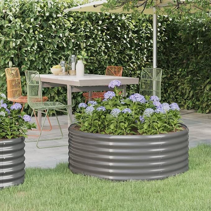 Raised er BedRaised Planters for GardenOutdoor er BoxPatio Raised Bed Powder-Coated Steel 39.4x39.4x14.2 Gray