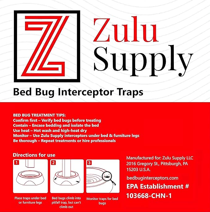 Bed Bug Interceptor Traps – White 8-Pack Passive Monitor &amp Detection Trap – Universal Fit for Bed &amp Furniture Legs – Reusable Non-Climbable Wall Pest Control Protection (White 8-Pack)