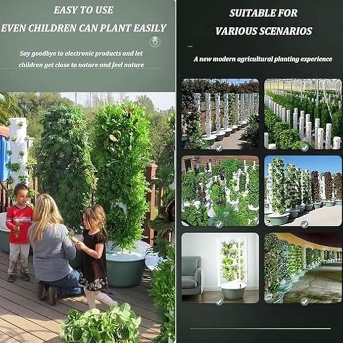 Vertical Hydroponic Tower Growing System - Indoor/Outdoor Garden for Herbs &ampVegetables Complete Plant Germination Kit for Home Farming-