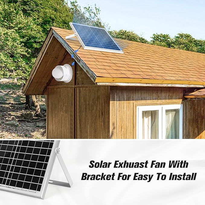 Solar Powered Exhaust fan 25W Solar Panel + 8 Ventilation Vent Fan for Outside Greenhouse Chicken Coop Shed Pet House