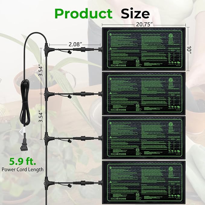Seedling Heat Mat - KOKOPRO Durable Waterproof Heat mat for Plants Warm Hydroponic Heating Pad for Indoor Home Gardening Seed Starter 10 x 20.75（4 in1）