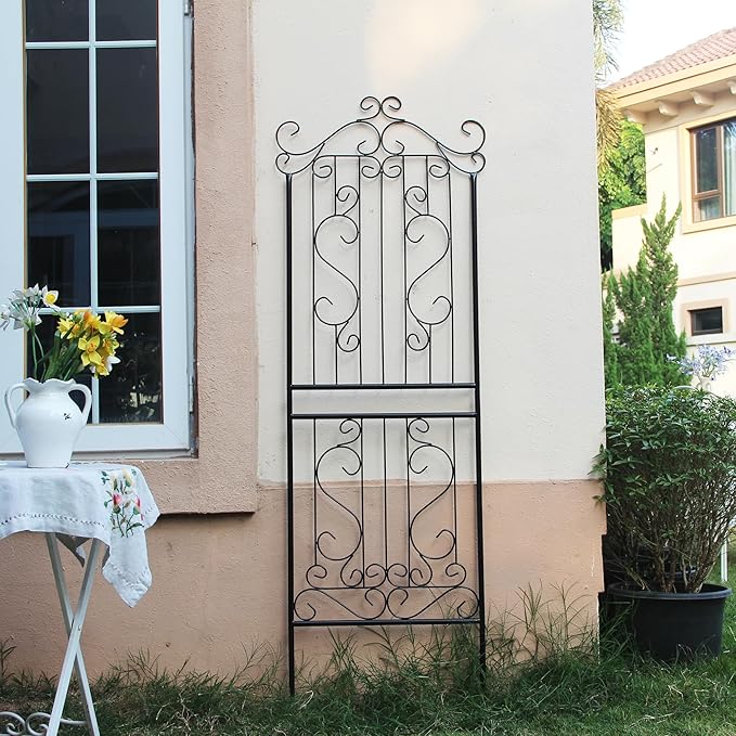 1 Pack 70.8 H x 24.5 W Garden Trellis for Climbing Plants Outdoor Metal Rustproof Roses Trellis Potted Vines Vegetables Flowers Wire Lattices for Ivy Cucumbers Clematis Black