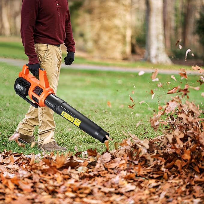VEVOR 20V Cordless Leaf Blower with Brushless Motor 450 CFM/110 MPH Battery Powered Electric Leaf Blowers for Lawn Care with 2.0Ah Battery and Fast Charger