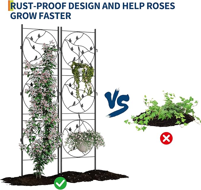 4 Pack 72x20In Garden Trellis for Climbing Plants Outdoor Black Metal Iron Trellis for Vegetables Vines Flowers - Plant Trellis Outdoor Patio &amp Garden Decor