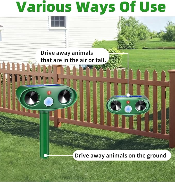 2026 Ultrasonic Solar Animal Repellent Outdoor Motion Activated Cat Repellent Outdoor Waterproof for Yard &amp Garden Effective Rabbit Deer Raccoon Squirrel Coyote Deterrent Device 4 Pack